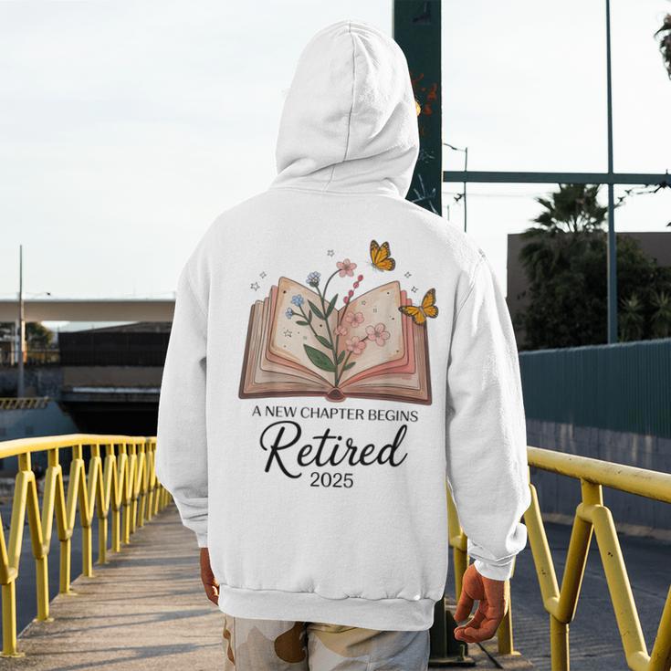 Retired 2025 A New Chapter Begins Retirement Teacher Book Men's Hoodie Back Print, funny design