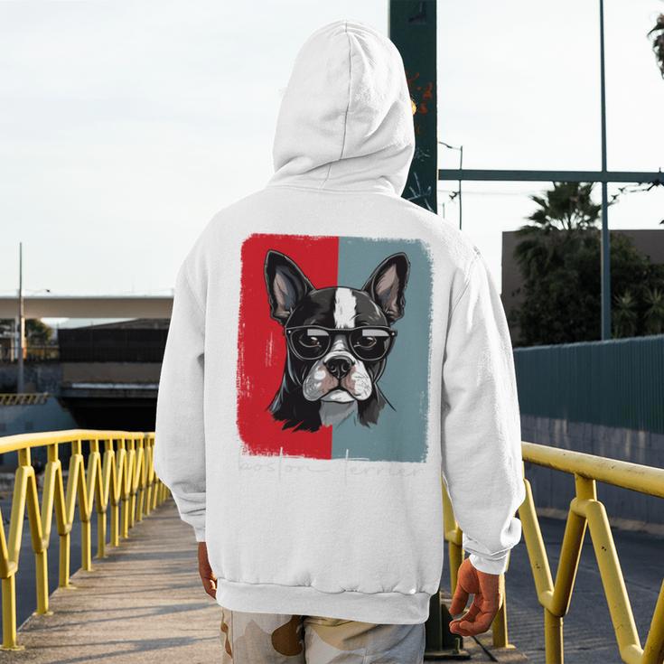 Retro Boston Terrier Dog Lover Bostie Mom Dad Dog Owner Men's Hoodie Back Print, Couple Gifts, Mom Gifts, Boston Terrier Dad Gifts, Boston Terrier Mom Gifts, funny design