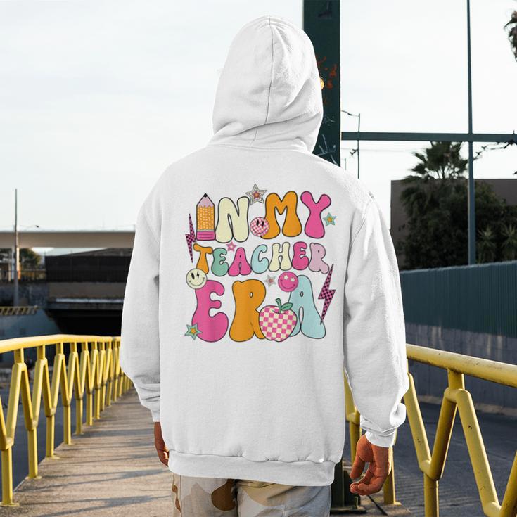 Retro Groovy In My Teaching Era Best Teacher Appreciation Men's Hoodie Back Print, Groovy Teacher Gifts, funny design