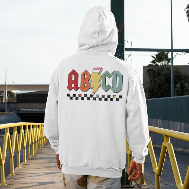 Rock Abcd Back To School Abcd Preschool Teacher Appreciation Men's Hoodie Back Print, funny design Rock Abcd Back To School Abcd Preschool Teacher Appreciation Men's Hoodie Back Print, funny design