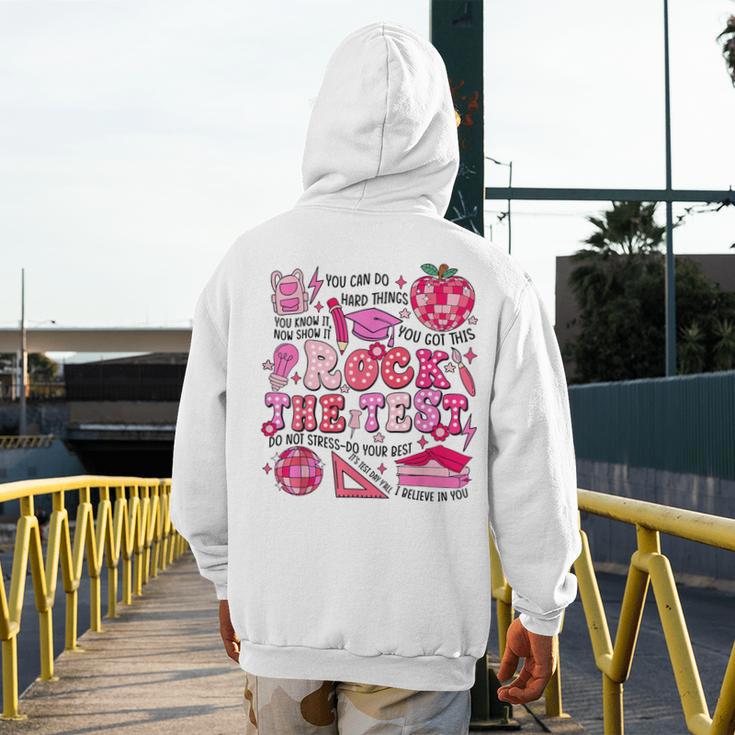 Rock The Test Testing Day Don't Stress Do Your Best Teacher For Men Women Girls Kids Men's Hoodie Back Print, funny design