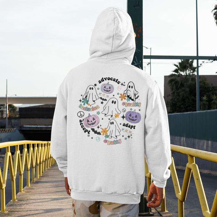 Special Education Teacher Halloween Pumpkin Ghost Inclusion Men's Hoodie Back Print, funny design Special Education Teacher Halloween Pumpkin Ghost Inclusion Men's Hoodie Back Print, funny design