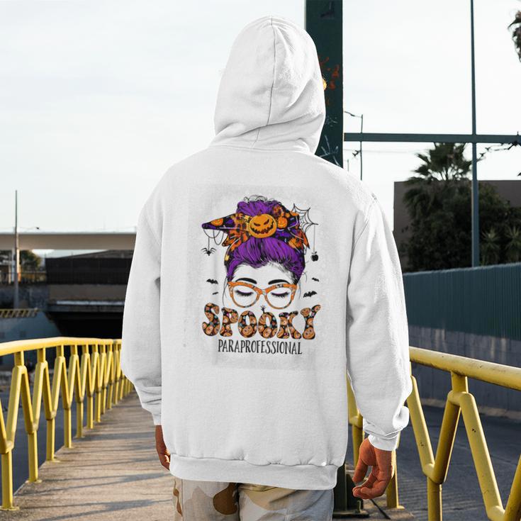 Spooky Paraprofessional Life Halloween Messy Bun Teacher For Men Women Men's Hoodie Back Print, funny design Spooky Paraprofessional Life Halloween Messy Bun Teacher For Men Women Men's Hoodie Back Print, funny design
