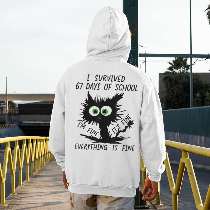 I Survived 67 Days Of School Teachers Students Humor Men's Hoodie Back Print, funny design I Survived 67 Days Of School Teachers Students Humor Men's Hoodie Back Print, funny design