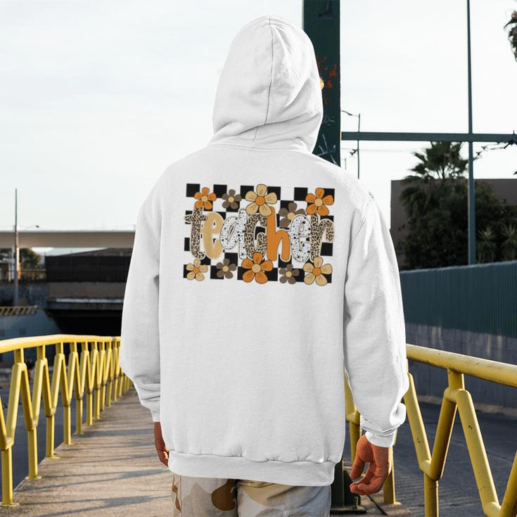 Teacher Appreciation Boho Floral Leopard Checkered Men's Hoodie Back Print, funny design Teacher Appreciation Boho Floral Leopard Checkered Men's Hoodie Back Print, funny design