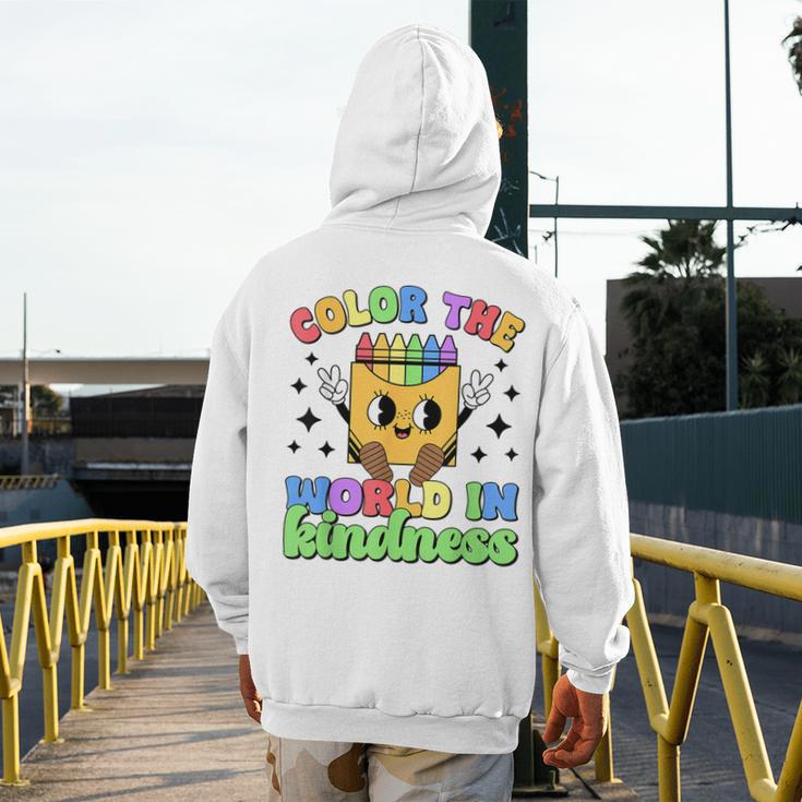 Teacher Back To School Color In Kindness Crayon Pencil Men's Hoodie Back Print, funny design Teacher Back To School Color In Kindness Crayon Pencil Men's Hoodie Back Print, funny design
