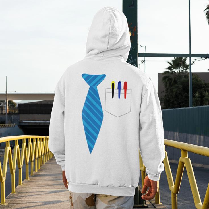 Teacher Tie & Pocket Protector Costume School Men's Hoodie Back Print, funny design