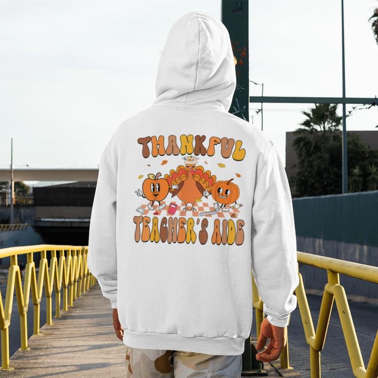 Thankful Teacher's Aide Thanksgiving Autumn Fall Women Men Men's Hoodie Back Print, funny design