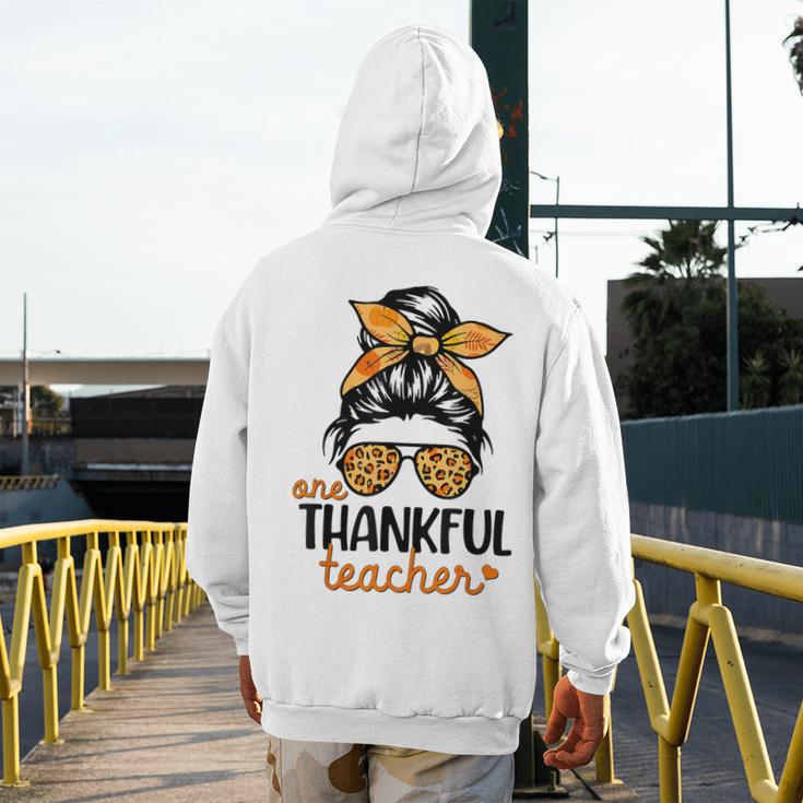 Thanksgiving Shirt Teacher Women Messy Bun Thankful Teacher Men's Hoodie Back Print, funny design Thanksgiving Shirt Teacher Women Messy Bun Thankful Teacher Men's Hoodie Back Print, funny design