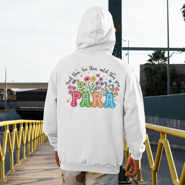 Wildflower Para Floral Paraprofessional Paraeducator Teacher Men's Hoodie Back Print, funny design