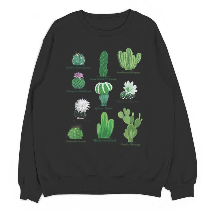 10 Types Of Cactus Succulent Teacher Chart Cactus Lover Tee Unisex Sweatshirt