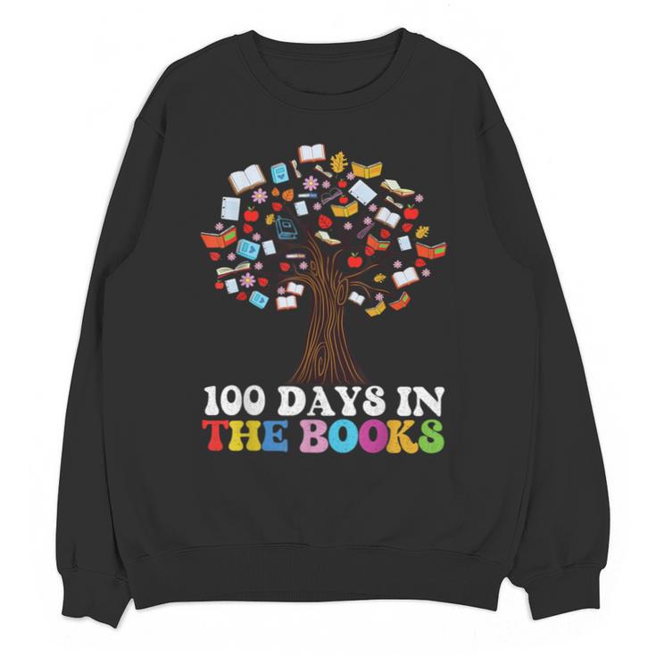 100 Days In The Books Reading Teacher 100th Day Of School Unisex Sweatshirt