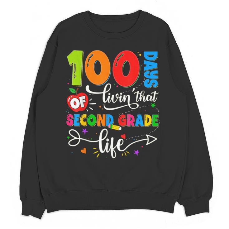 100 Days Of Living That 2nd Grade Life Boy Girl Teacher Unisex Sweatshirt, 2nd Grade Teacher Gifts, trending gift