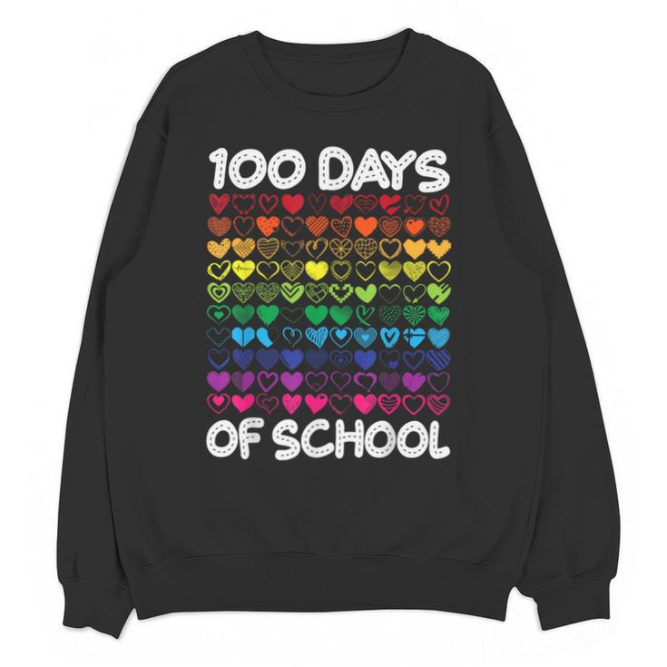 100 Days Of School Heart Love Teacher Or Student 100th Day Unisex Sweatshirt