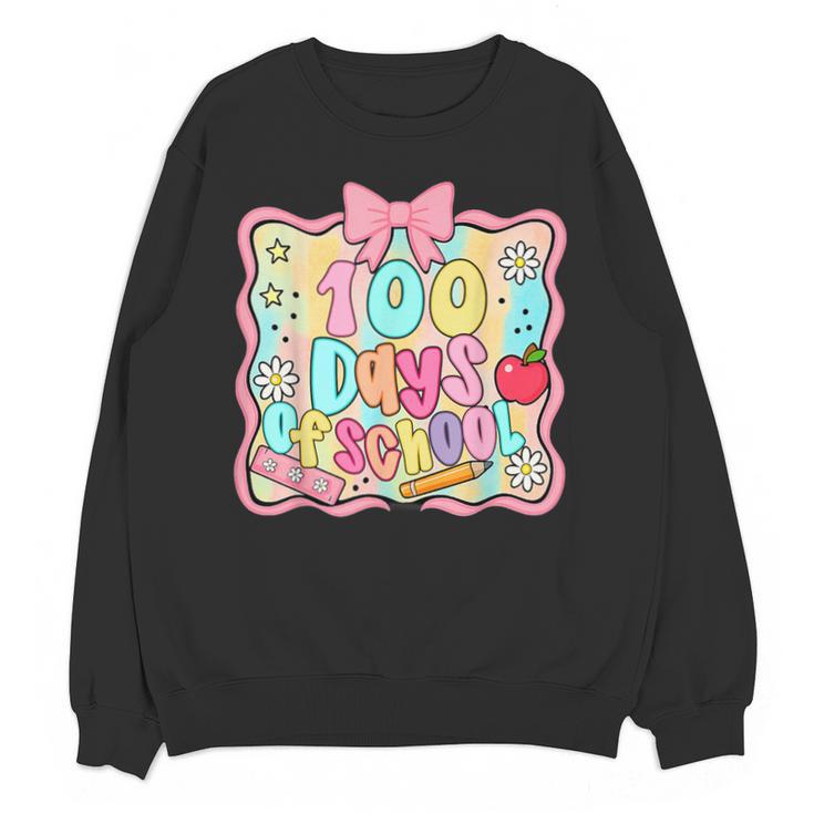 100 Days Of School Preppy 100th Day Of School Teacher Kids Unisex Sweatshirt