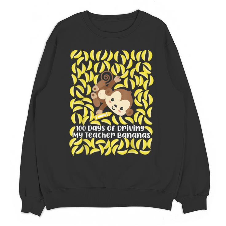 100th Day Of School Teacher Monkey Pun Banana For Men Women Girls Kids Unisex Sweatshirt