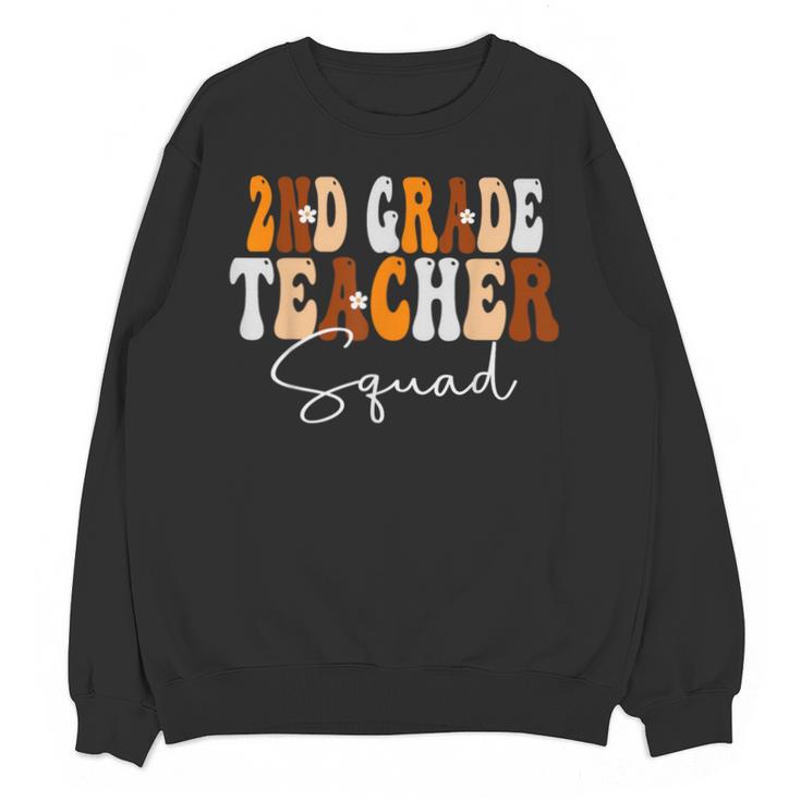 2nd Grade Teacher Squad Cute Women Groovy Fall Autumn Lovers Unisex Sweatshirt