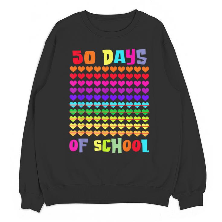 50 Days Of School Hearts Teacher Happy 50th Day Of School Unisex Sweatshirt
