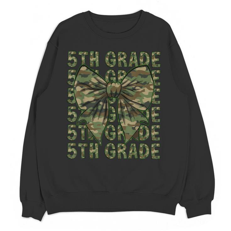 5th Grade Teacher Student Camo Bow Back To School Unisex Sweatshirt
