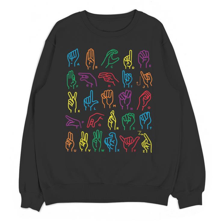 ABC Sign Language Chart Teacher Hand Letter Alphabet ASL Unisex Sweatshirt