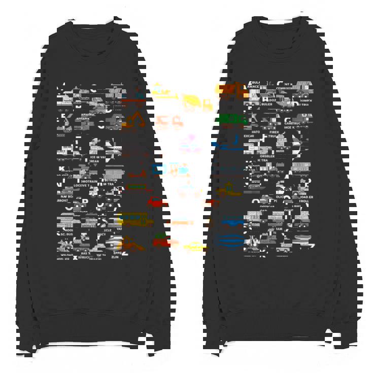 Alphabet Vehicles ABCs Learning Teachers Kids Boys Girls Unisex Sweatshirt
