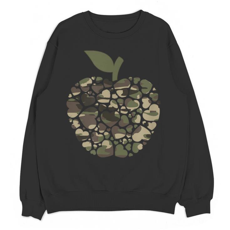 Apple Hearts Teacher Camouflage Clothing School Camo Apple For Men Women Girls Kids Unisex Sweatshirt