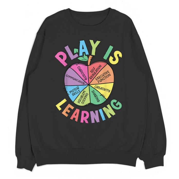 Apple Retro Play Is Learning Kindergarten Teacher Daycare Unisex Sweatshirt
