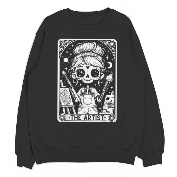 Artist Tarot Card Skeleton Painter Art Teacher Witchy Unisex Sweatshirt