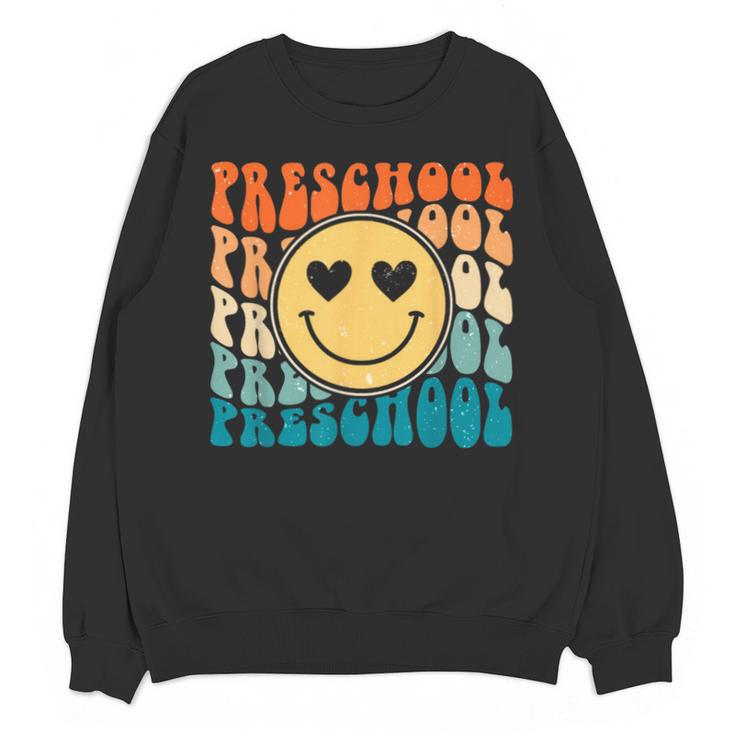 Back To School Groovy Smile Preschool Teachers Students Kids Unisex Sweatshirt