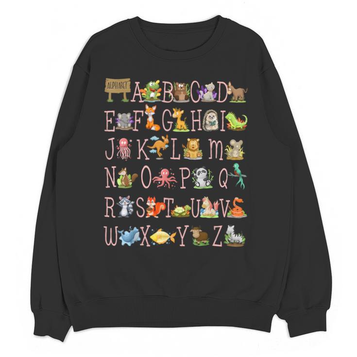 Back To School Kindergarten Teacher ABCs Animals Alphabet Unisex Sweatshirt