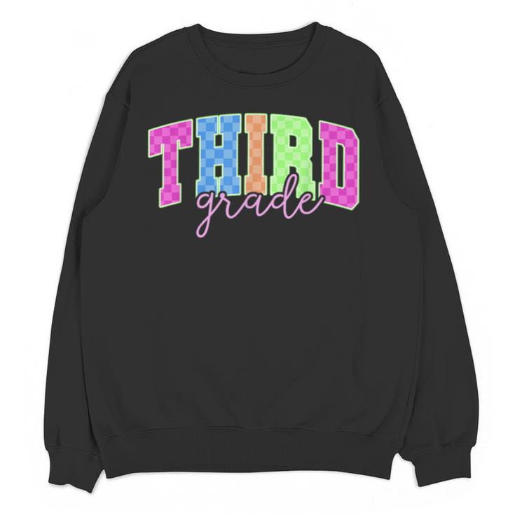 Back To School Neon Checkered Third Grade Colorful Teacher Unisex Sweatshirt