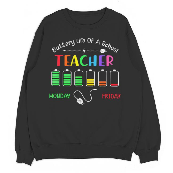 Battery Life Of A School Teacher Monday To Friday For Men Women Unisex Sweatshirt