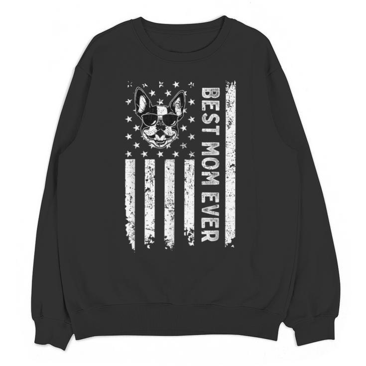 Best Boston Terrier Dog Mom Ever USA Flag For Men Women Kids Unisex Sweatshirt