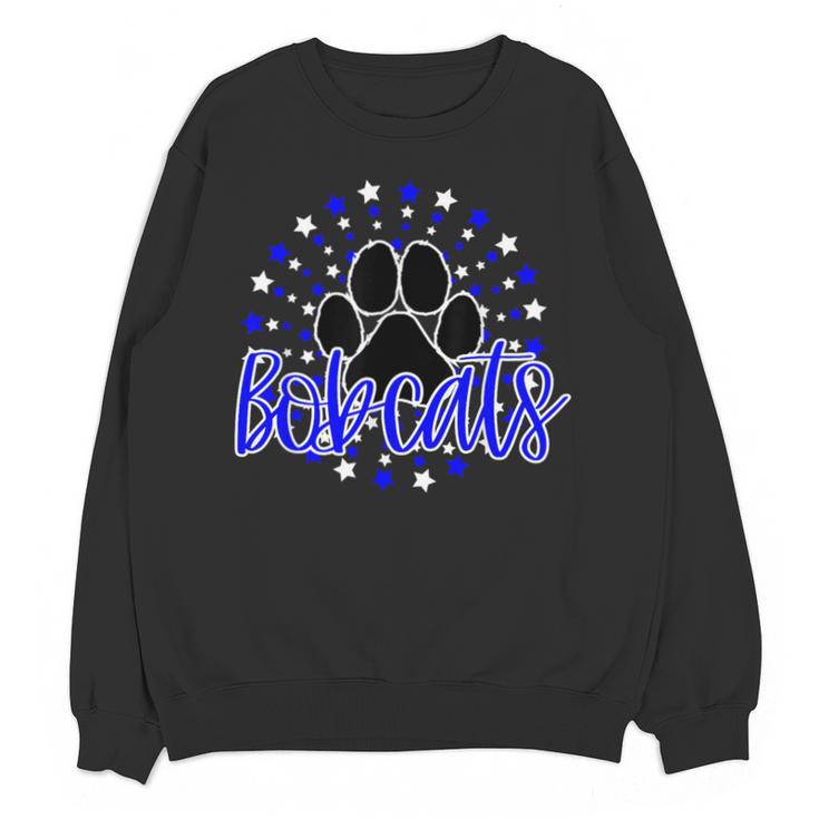 Blue Bobcats School Spirit Coquette Bow Mascot Teacher Unisex Sweatshirt