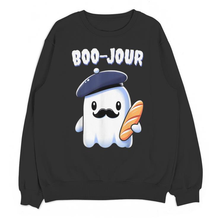 Boo Jour Ghost French Teacher Vintage Teacherlife Groovy Unisex Sweatshirt