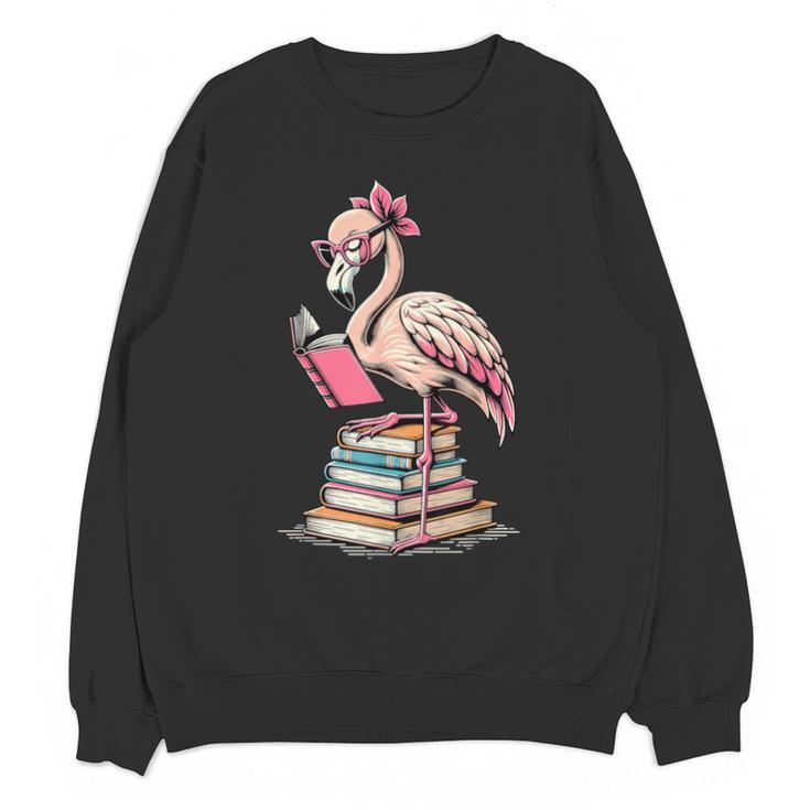 Book Lover Cute Flamingo Reading Teacher Librarian Women Unisex Sweatshirt