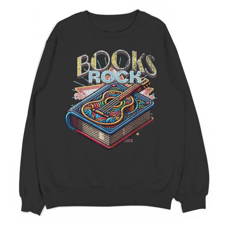 Books Rock Rock'n Roll Science Of Reading Teachers Guitar Unisex Sweatshirt