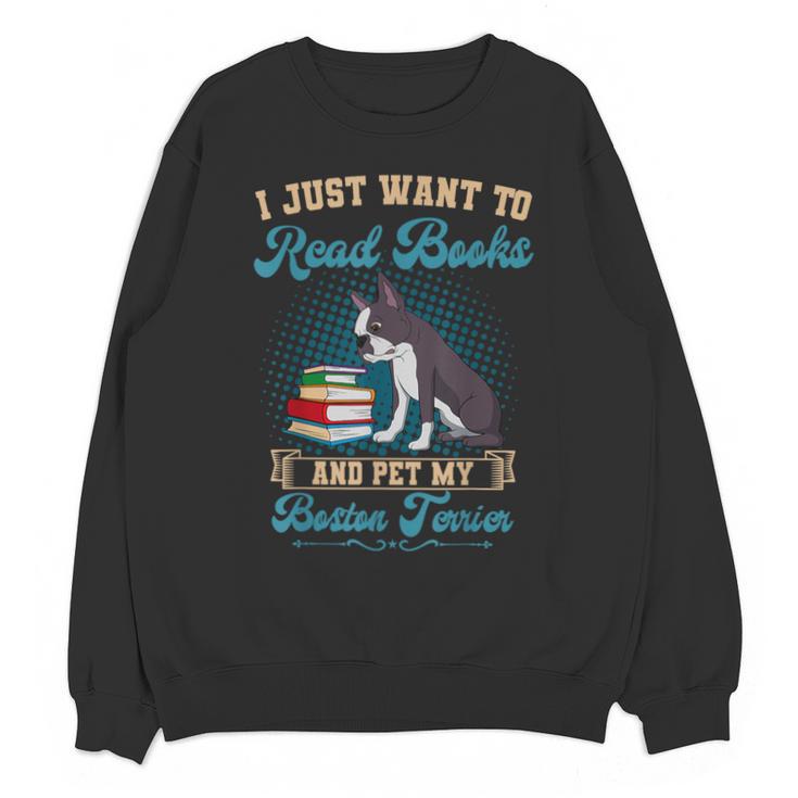 Boston Terrier American Gentleman Bibliophile Book Lover Unisex Sweatshirt