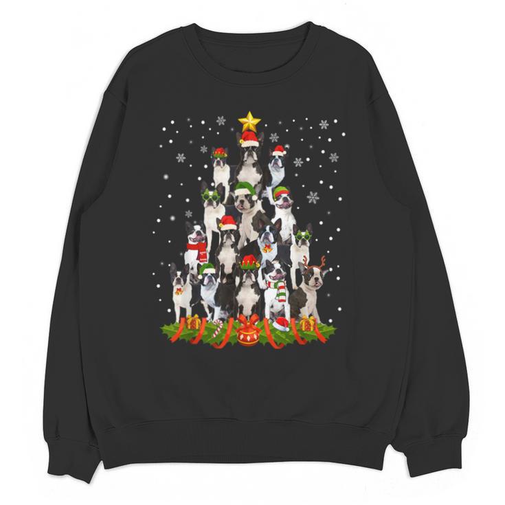 Boston Terrier Dog Christmas Tree Santa Hat Xmas Pajama Men Women Kids Unisex Sweatshirt