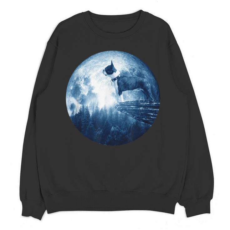 Boston Terrier Dog Moon Dog Mom Dad Women Men Dog Lovers Unisex Sweatshirt