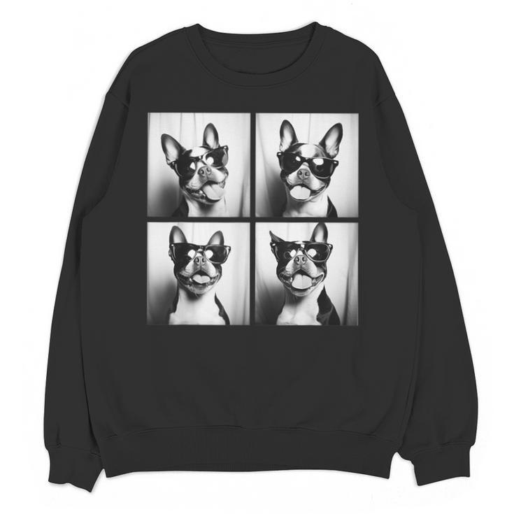 Boston Terrier Dogs With Sunglasses Photo Pets Meme Unisex Sweatshirt