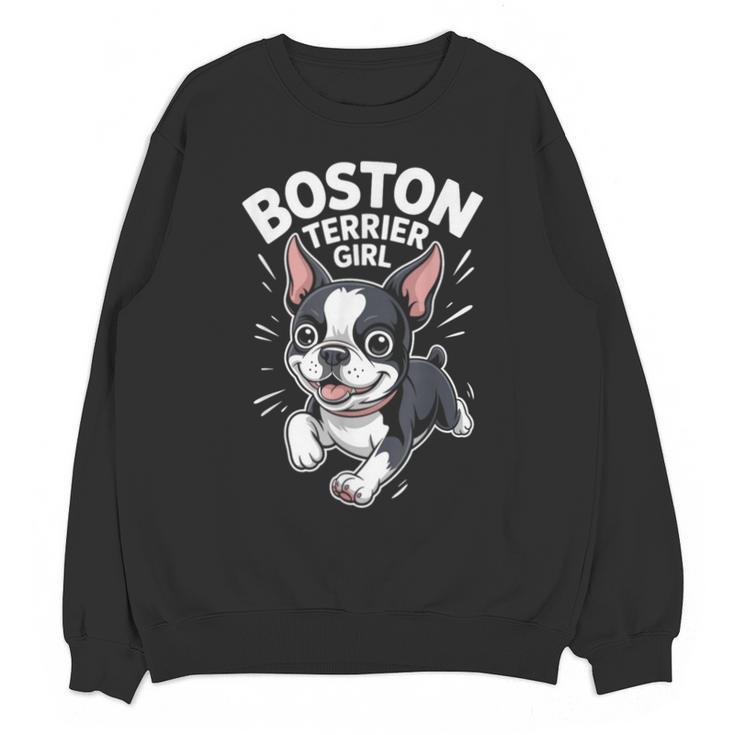 Boston Terrier Girl Cute Cartoon For Dog Owners Pet Terrier Unisex Sweatshirt