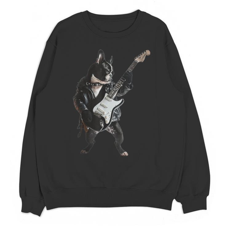 Boston Terrier Guitar Unisex Sweatshirt