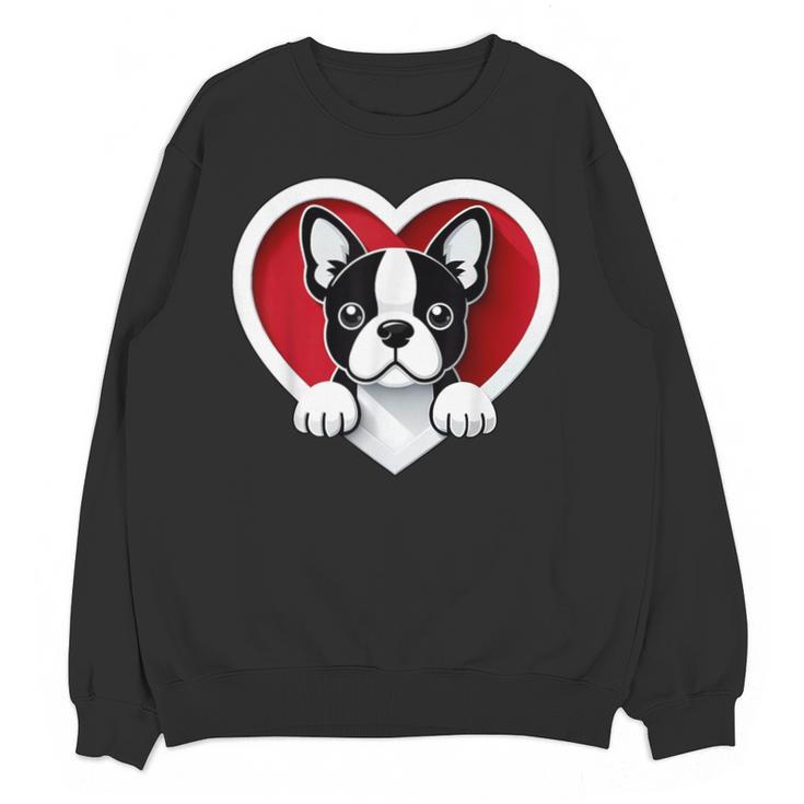 Boston Terrier Heart Cute Puppy Lover Or Dog Owner Unisex Sweatshirt