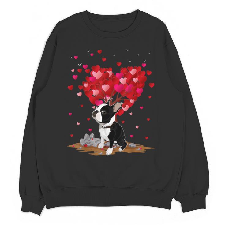 Boston Terrier Lover Heart Shape Boston Terrier Valentine Unisex Sweatshirt