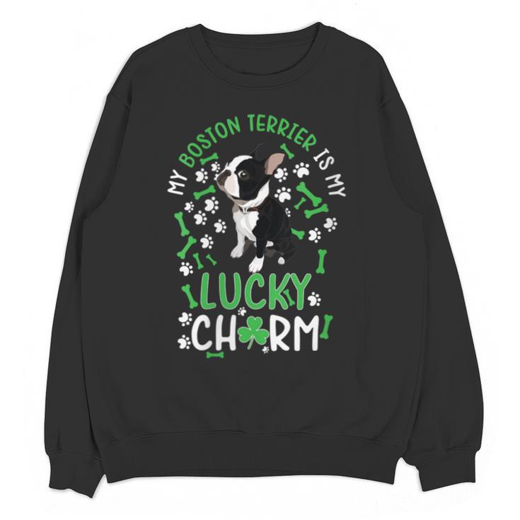 My Boston Terrier Is My Lucky Charm Paw Dog St Patrick's Day Unisex Sweatshirt