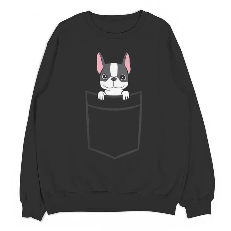 Boston Terrier In The Pocket Cute Boston Terrier Dog For Men Women Girls Kids Unisex Sweatshirt