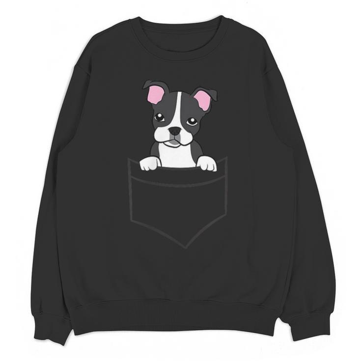Boston Terrier In The Pocket Cute Pocket Boston Terrier Unisex Sweatshirt