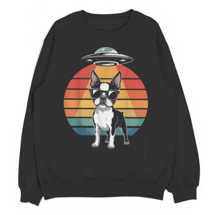 Boston Terrier UFO Alien Boston Terrier Dog Mom Dad Unisex Sweatshirt