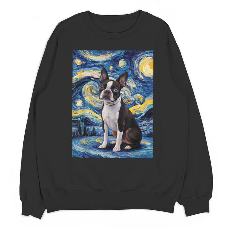 Boston Terrier Van Gogh Starry Night Unisex Sweatshirt